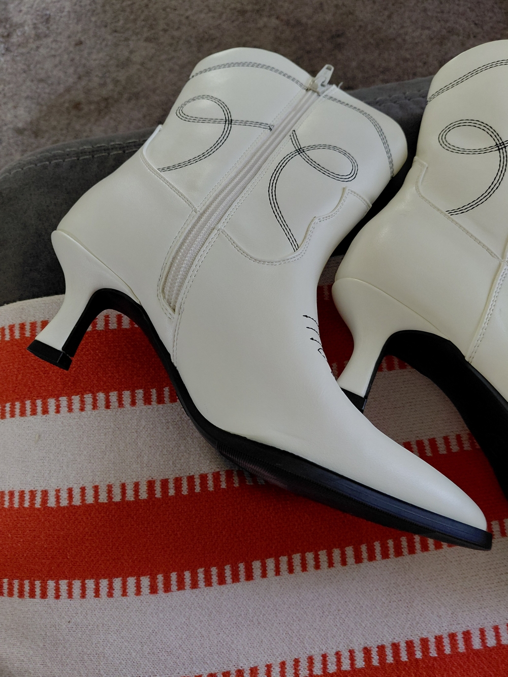 Target White Pointed Ankle Booties with Low Kitten Heel